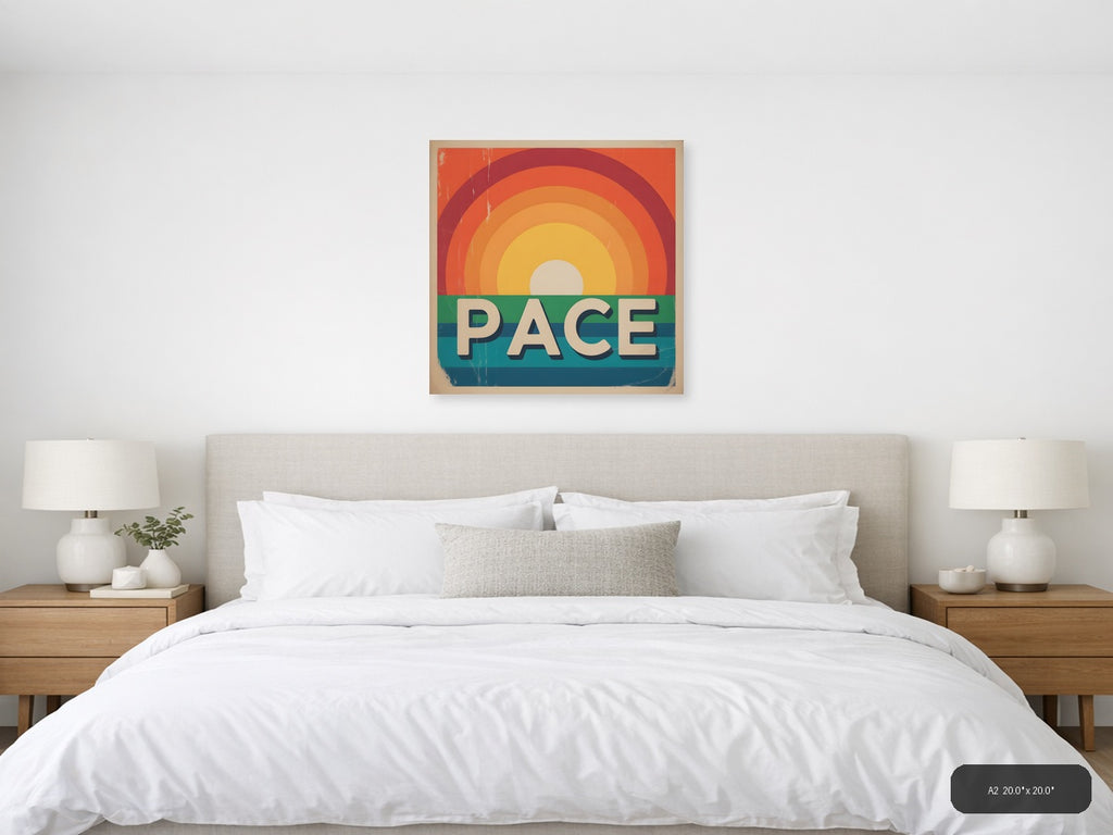 Vintage Rainbow Sunset Peace Retro Wall Art — A2 / Bedroom