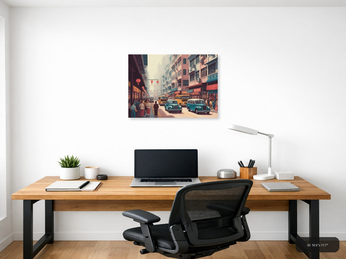 Hong Kong — Vintage (Landscape) Canvas Print | Vintage Wall Art | A4 A3 A2 A1 — A3 / Office