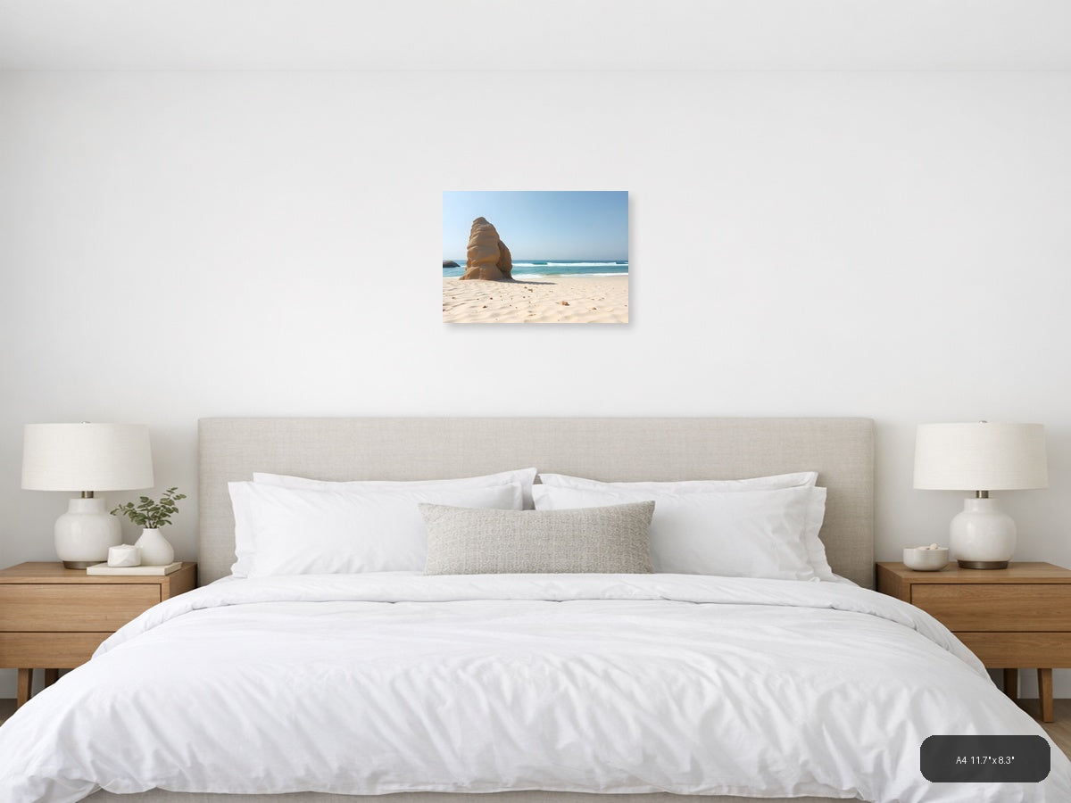 Minimalist Beach Rock Formation Wall Art — A4 / Bedroom