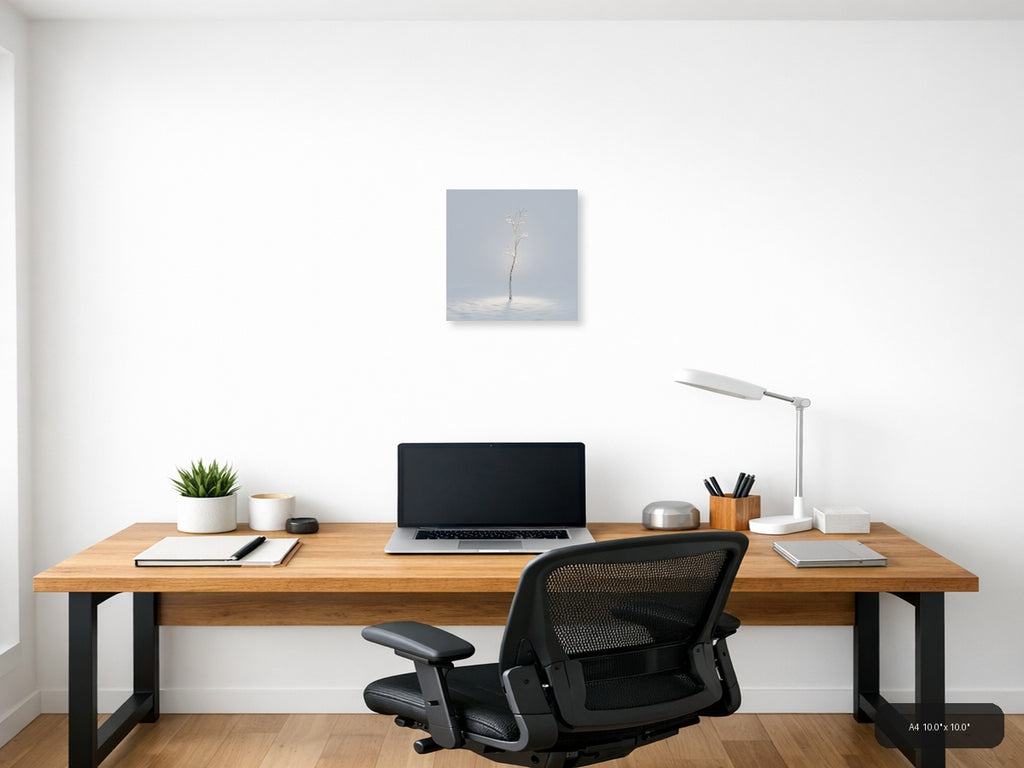 Minimalist Frosted Birch Tree Winter Wall Art — A4 / Office