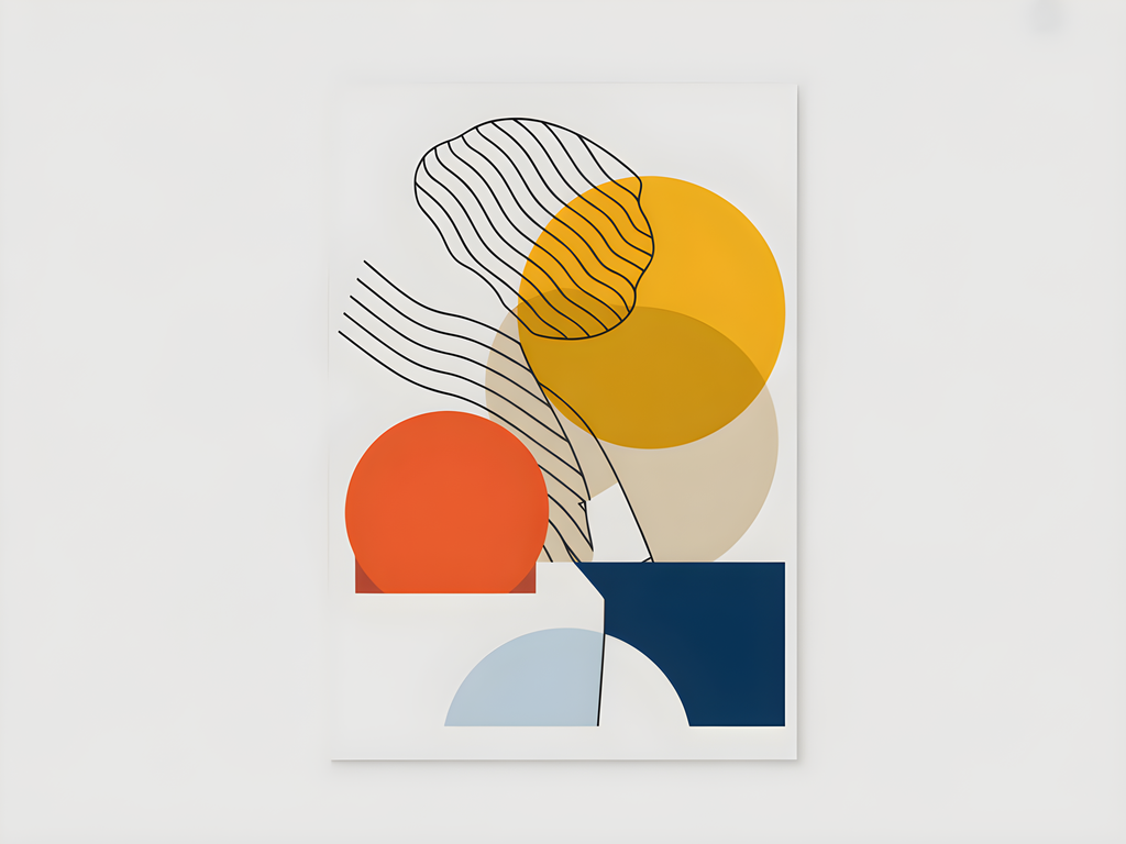 Minimalist Abstract Geometric Circles Line Art Wall Art