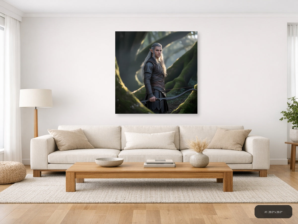 Elven Archer in Enchanted Forest Photography Wall Art — A1 / Living Room