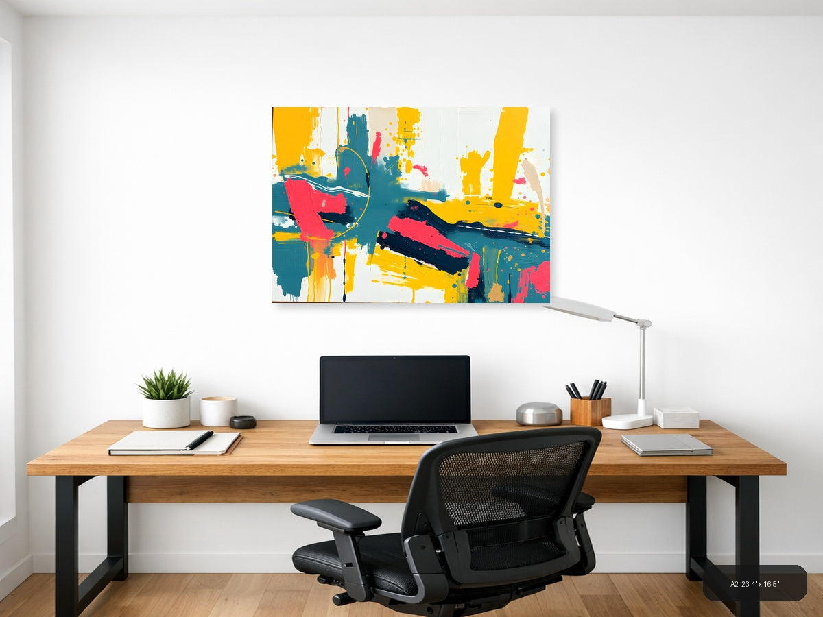 Vibrant Abstract Expressionist Landscape Wall Art — A2 / Office