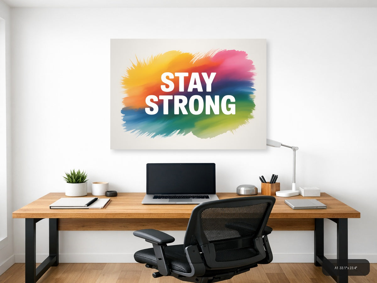 Stay Strong Watercolor Rainbow Gradient Wall Art — A1 / Office