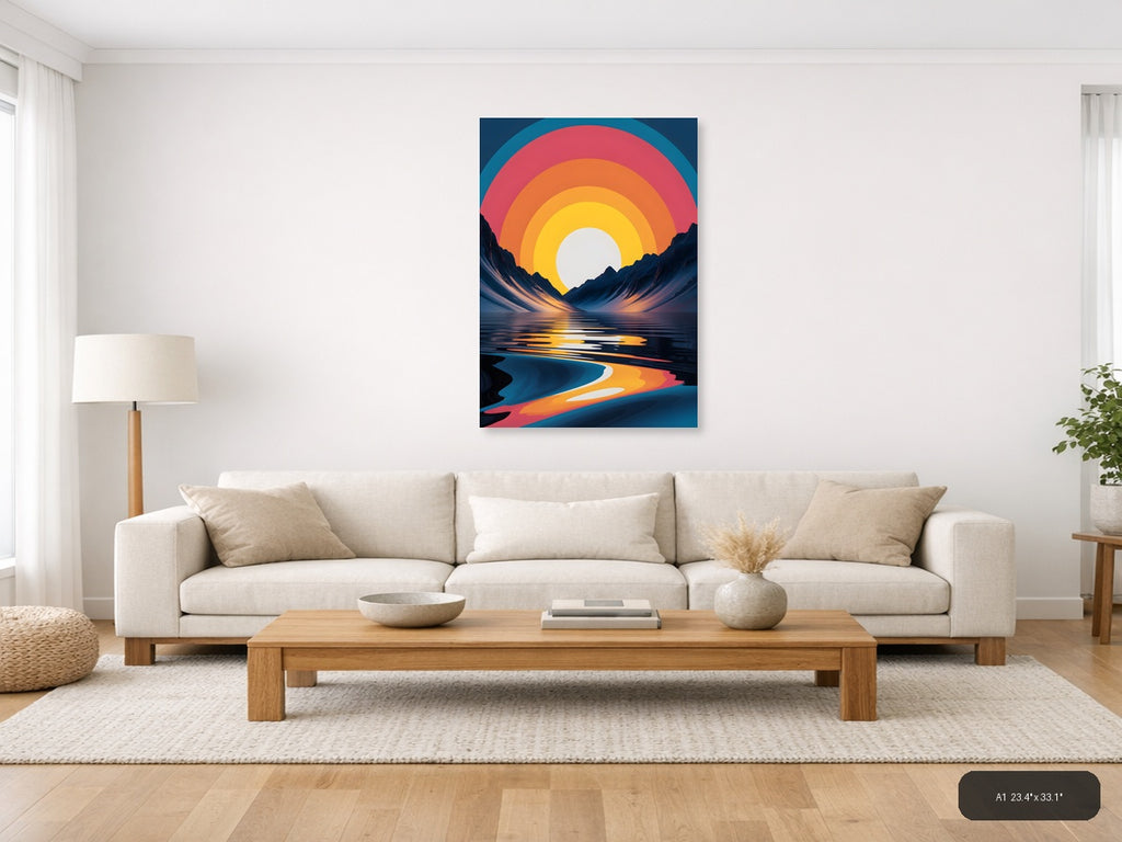 Colorful Sunset Mountain Landscape Photography Wall Art — A1 / Living Room