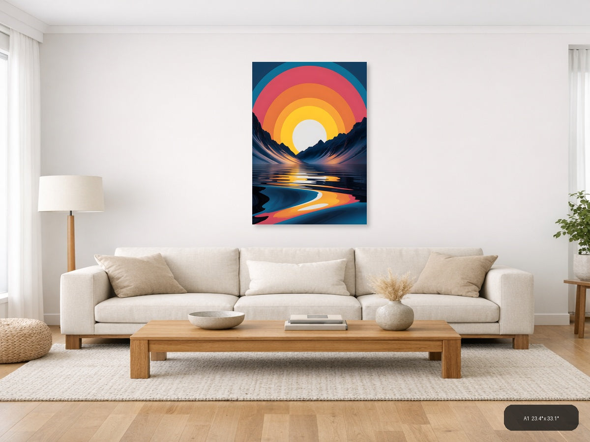 Colorful Sunset Mountain Landscape Photography Wall Art — A1 / Living Room