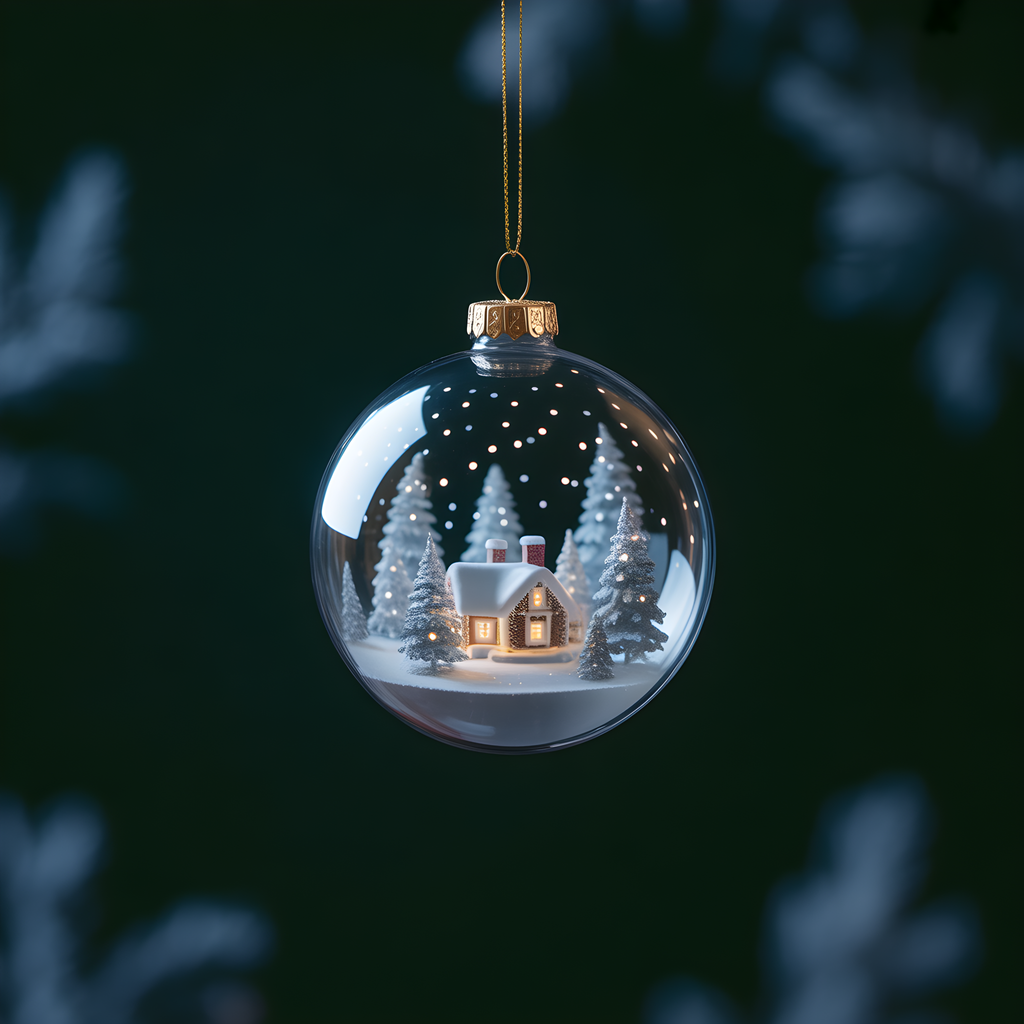 Winter Snow Globe House Photography Wall Art