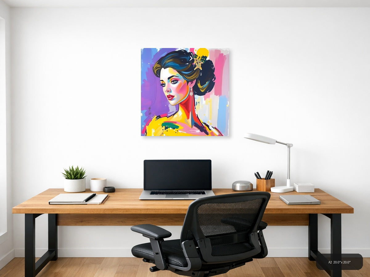 Colorful Abstract Woman Portrait Pop Art Wall Art — A2 / Office