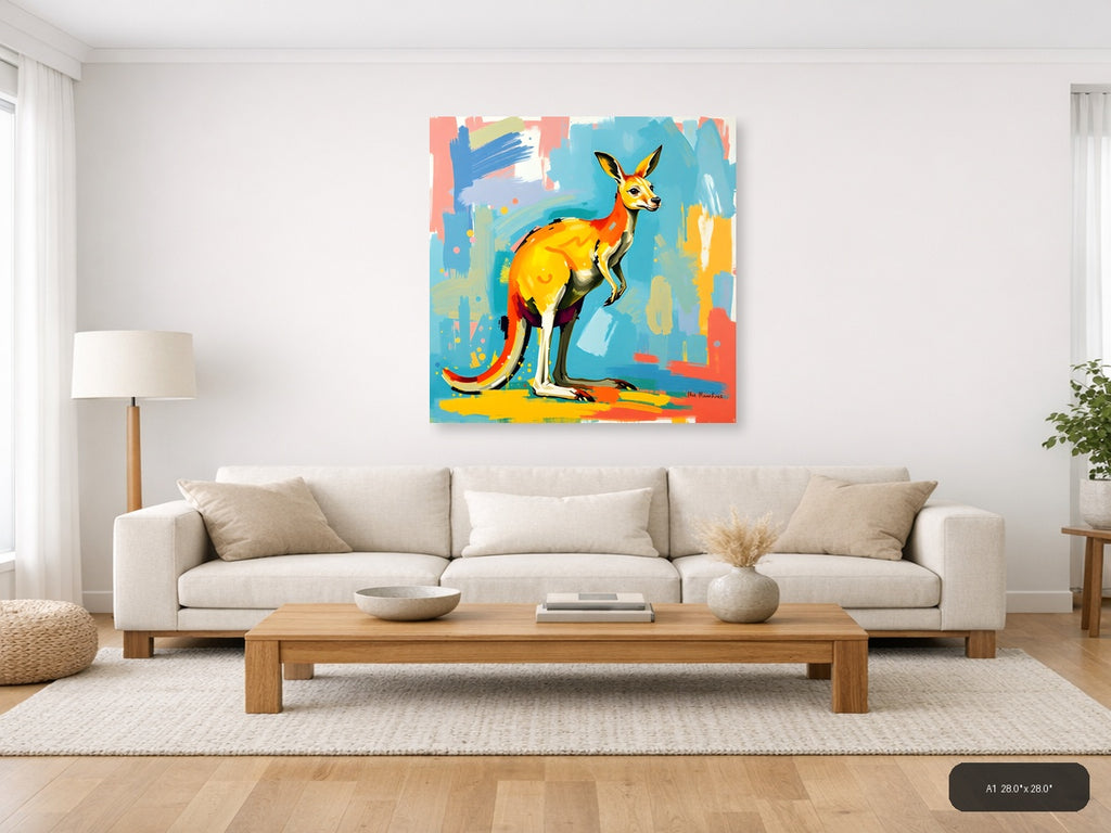 Colorful Abstract Kangaroo Pop Art Wall Art — A1 / Living Room