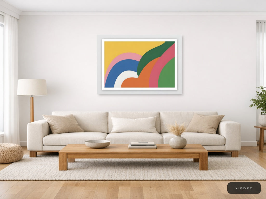 Colorful Abstract Rainbow Layers Modern Wall Art — A2 / Living Room