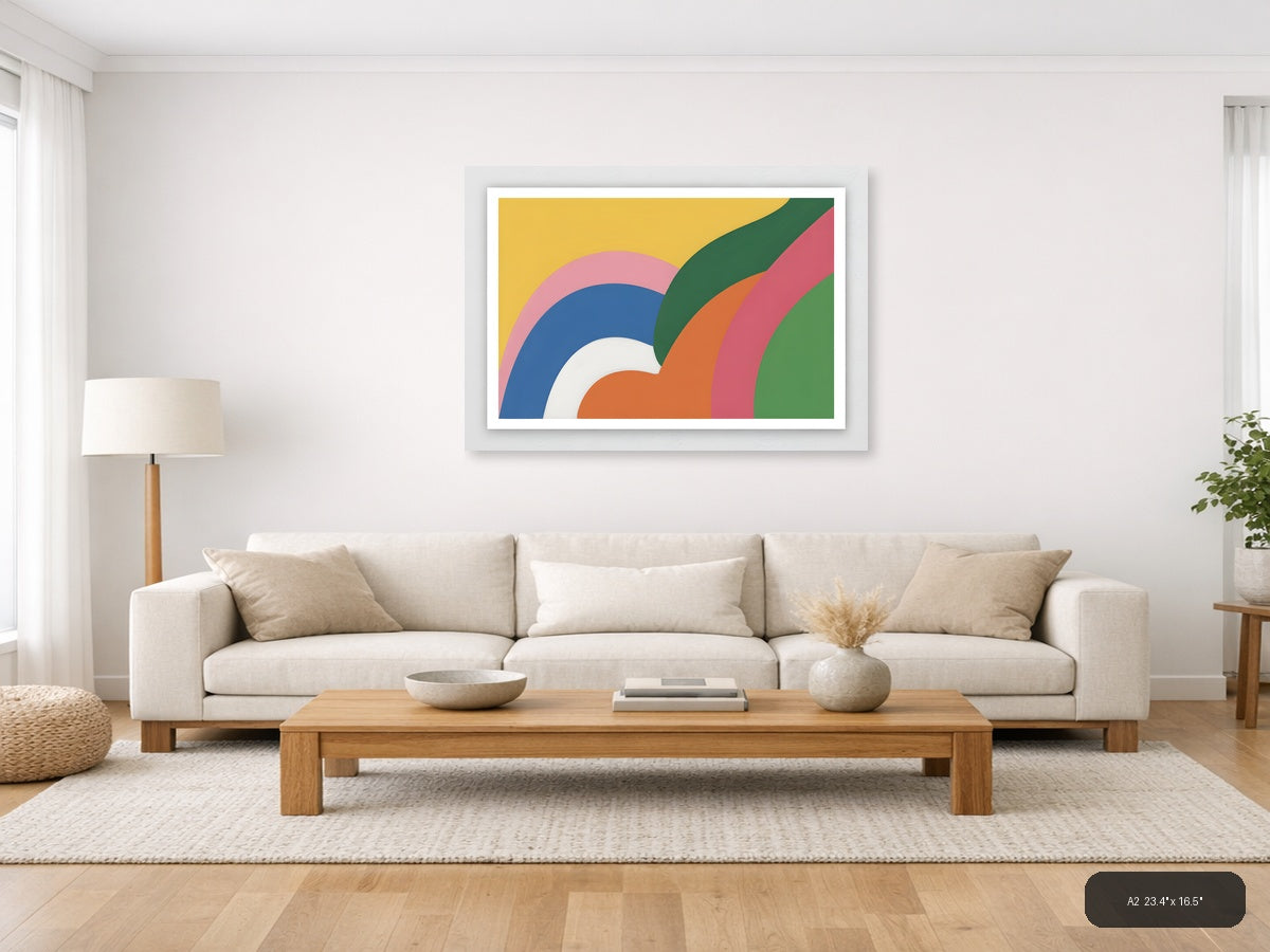 Colorful Abstract Rainbow Layers Modern Wall Art — A2 / Living Room