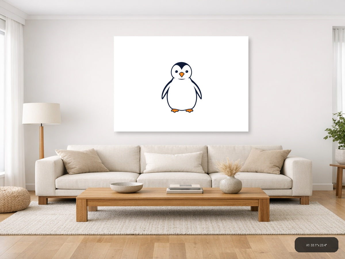 Minimalist Penguin Illustration Wall Art — A1 / Living Room