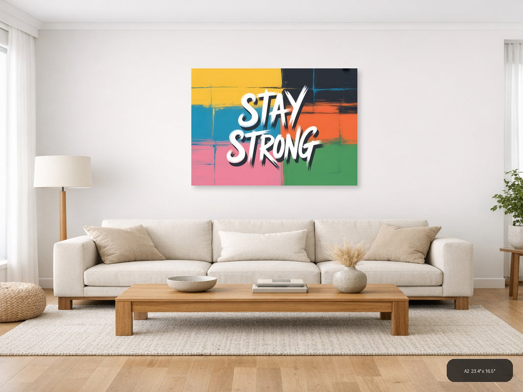 Stay Strong Colorful Abstract Street Art Wall Art — A2 / Living Room