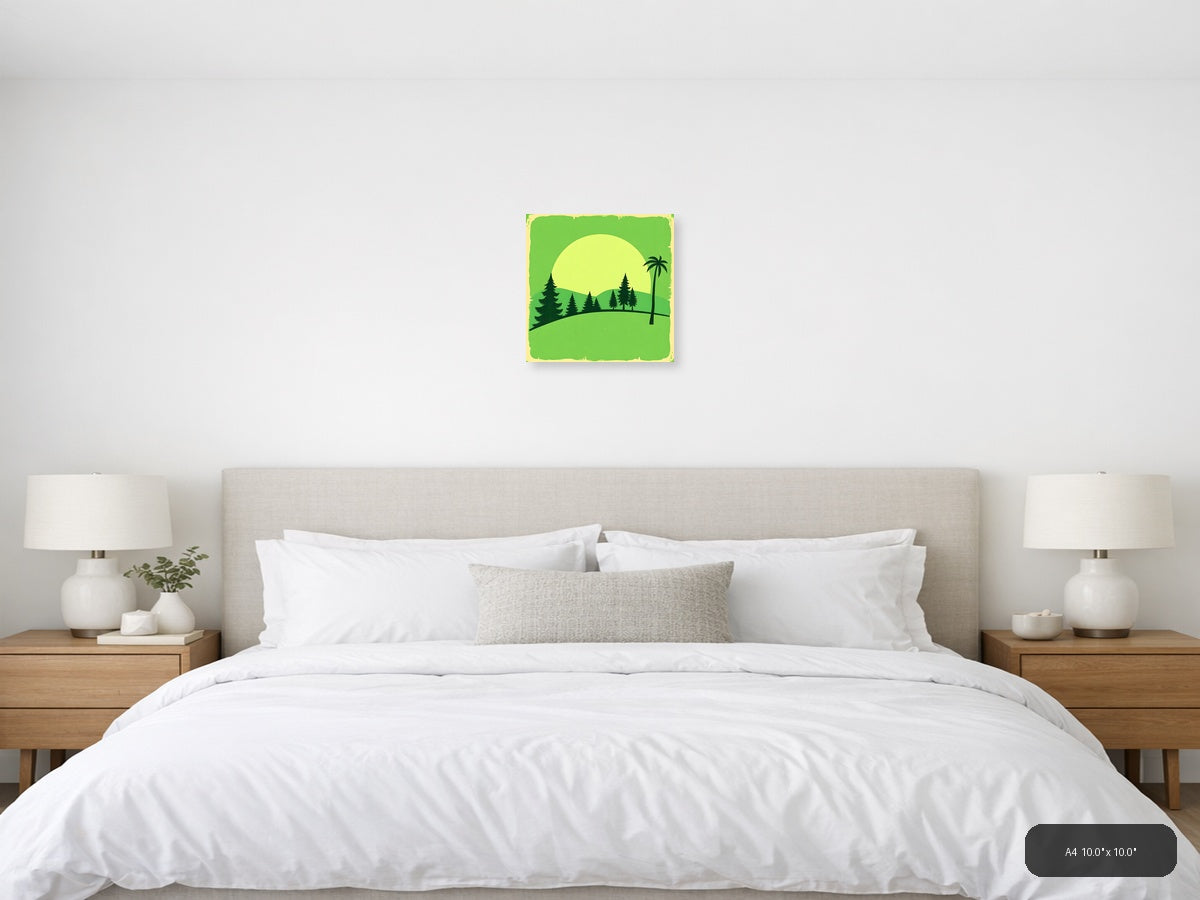 Vintage Tropical Forest Landscape with Palm Tree Wall Art — A4 / Bedroom