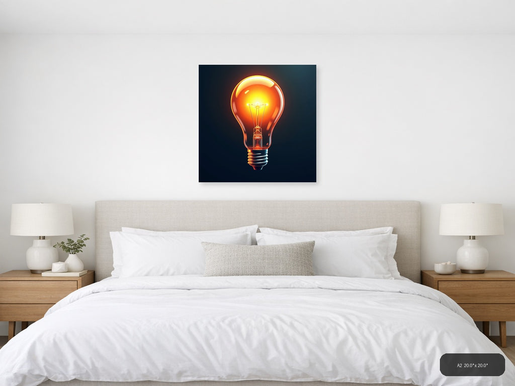 Glowing Lightbulb Abstract Modern Wall Art — A2 / Bedroom