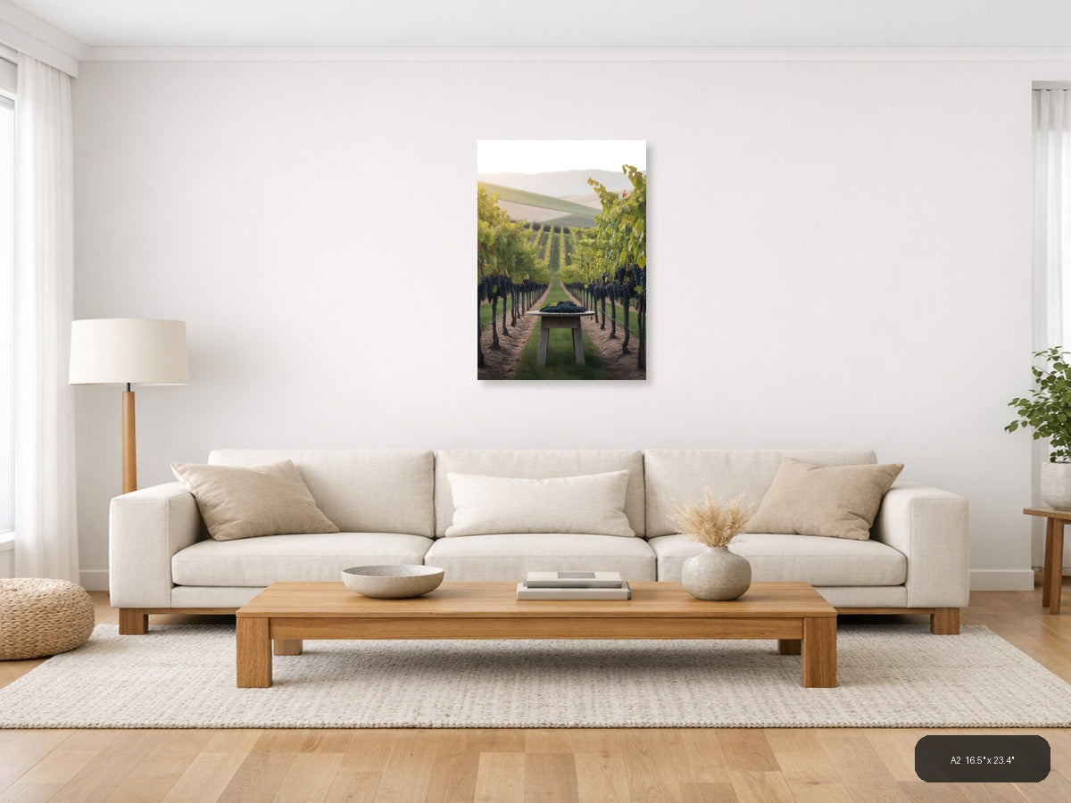 Vineyard Harvest at Sunset Minimalist Wall Art — A2 / Living Room