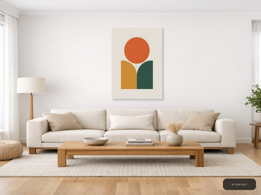 Minimalist Geometric Circle and Arch Wall Art — A1 / Living Room