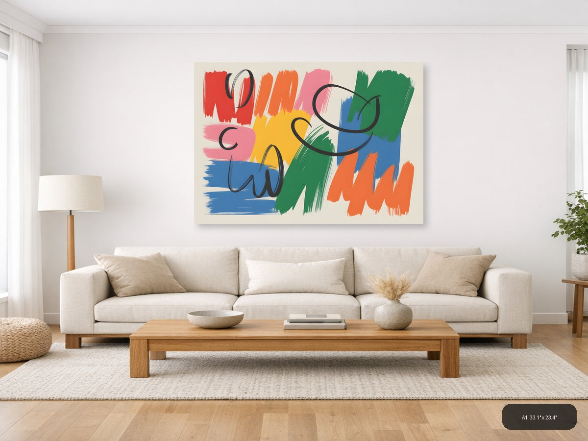 Colorful Abstract Brushstrokes Modern Wall Art — A1 / Living Room