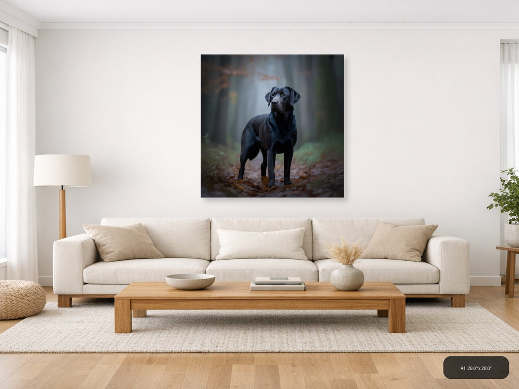 Black Labrador in Forest - Dog Photography Wall Art — A1 / Living Room