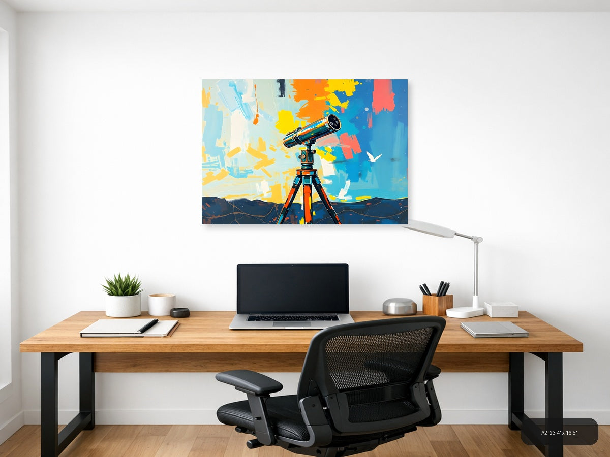 Colorful Telescope Abstract Art Print Wall Art — A2 / Office