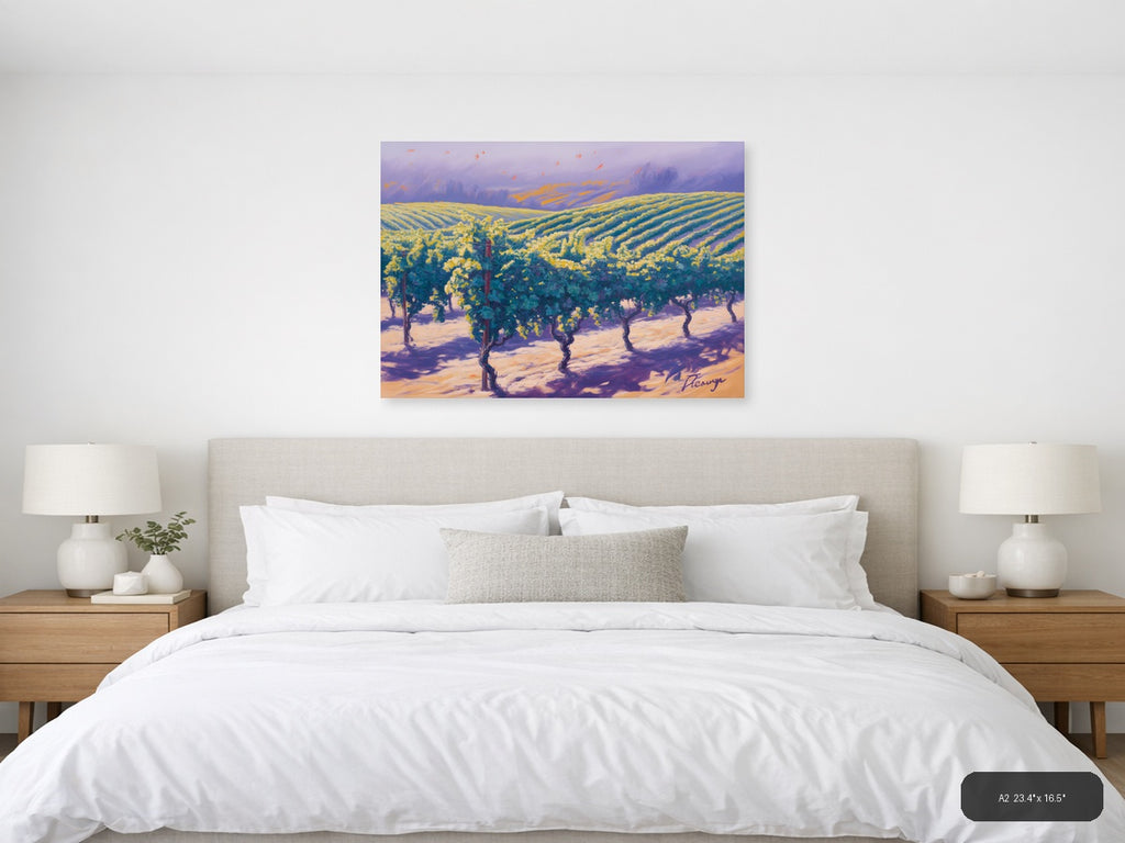 Vineyard Landscape Purple Sky Abstract Wall Art — A2 / Bedroom