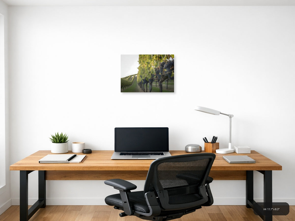 Vineyard Rows Minimalist Landscape Wall Art — A4 / Office