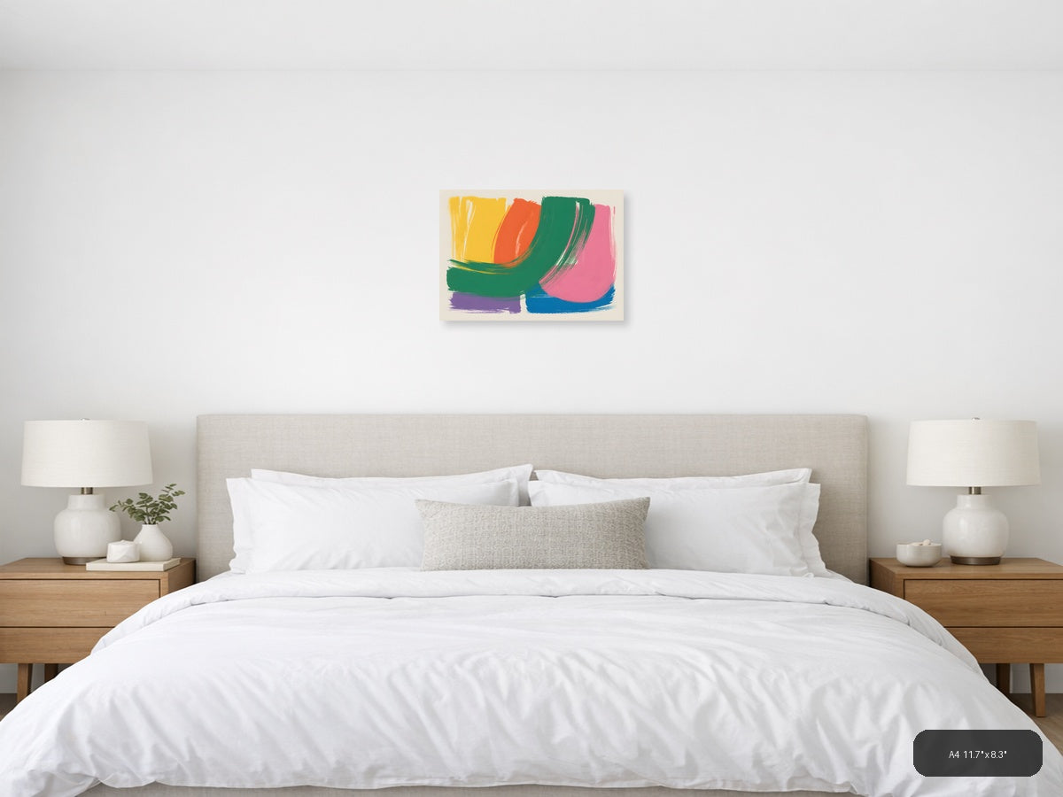 Vibrant Abstract Brushstrokes Landscape Wall Art — A4 / Bedroom