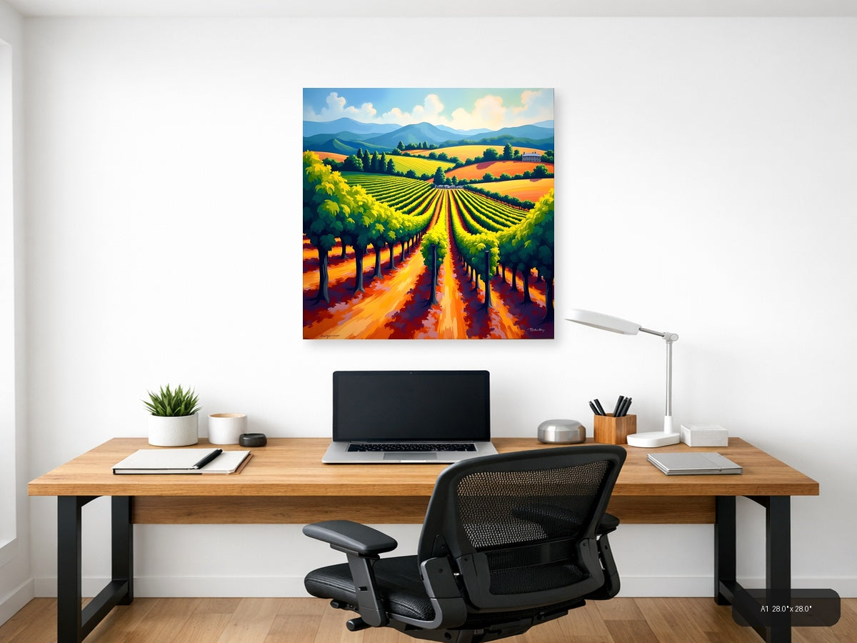 Vibrant Vineyard Landscape Abstract Wall Art — A1 / Office