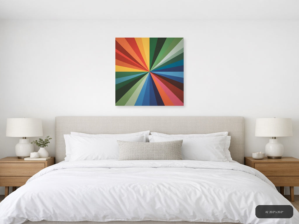 Colorful Radial Sunburst Rainbow Stripes Photography Wall Art — A2 / Bedroom
