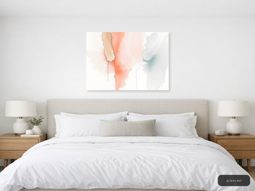 Abstract Watercolor Map Landscape Wall Art — A2 / Bedroom