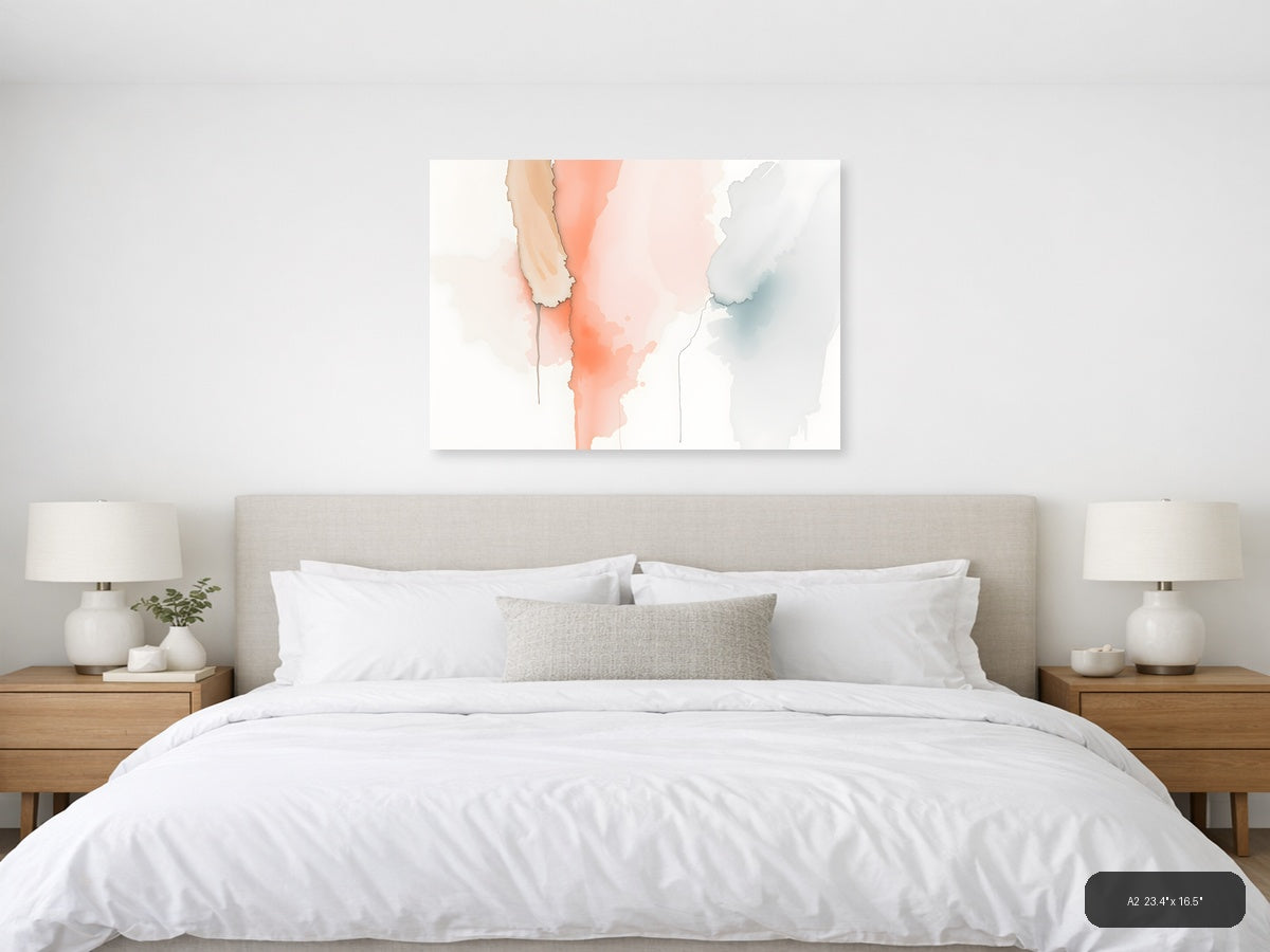 Abstract Watercolor Map Landscape Wall Art — A2 / Bedroom