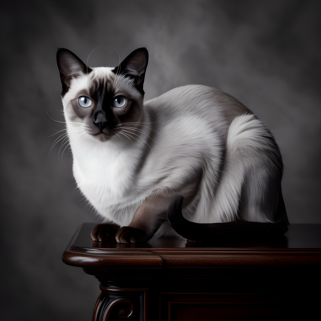 Siamese Cat Portrait with Blue Eyes Photography Wall Art
