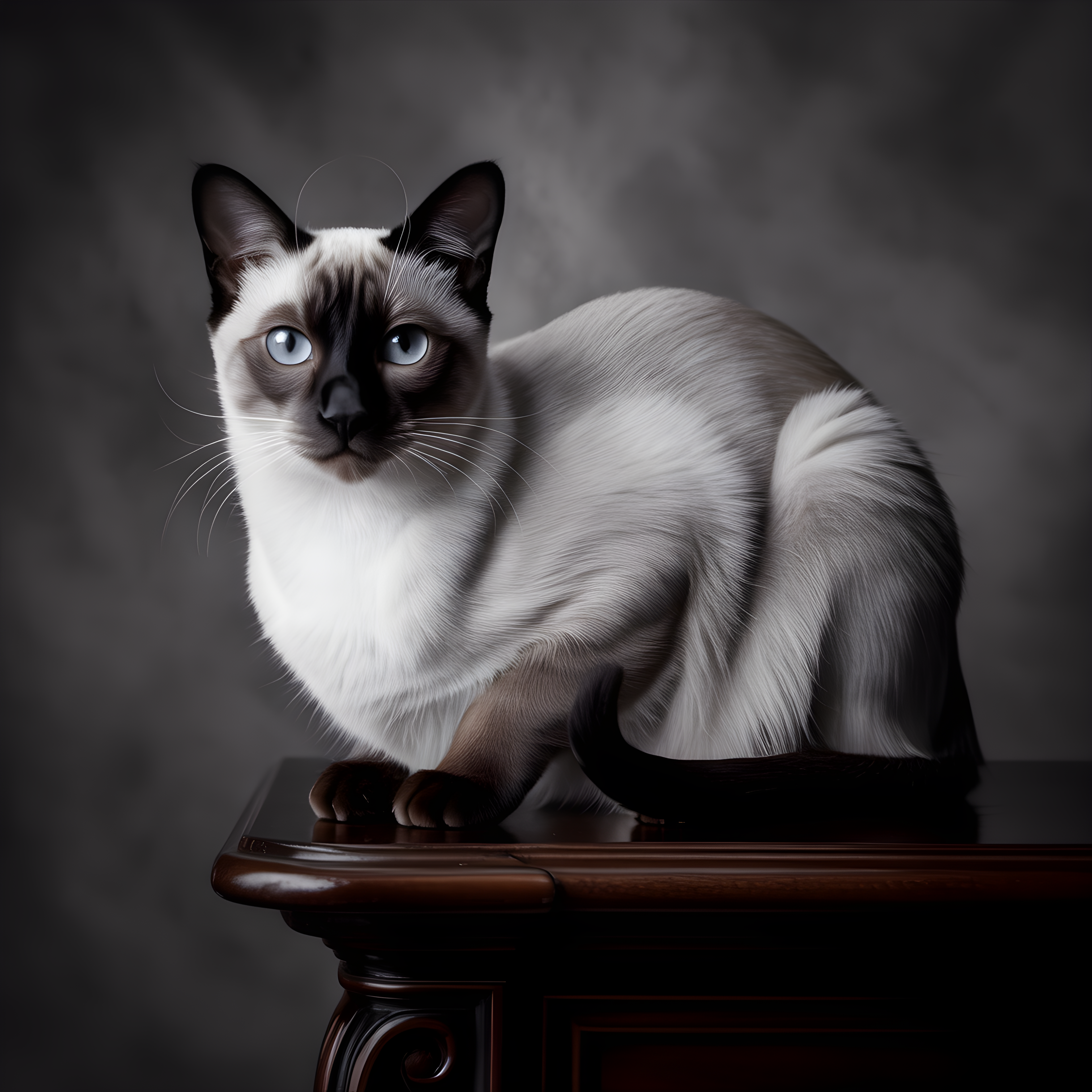 Siamese Cat Portrait with Blue Eyes Photography Wall Art