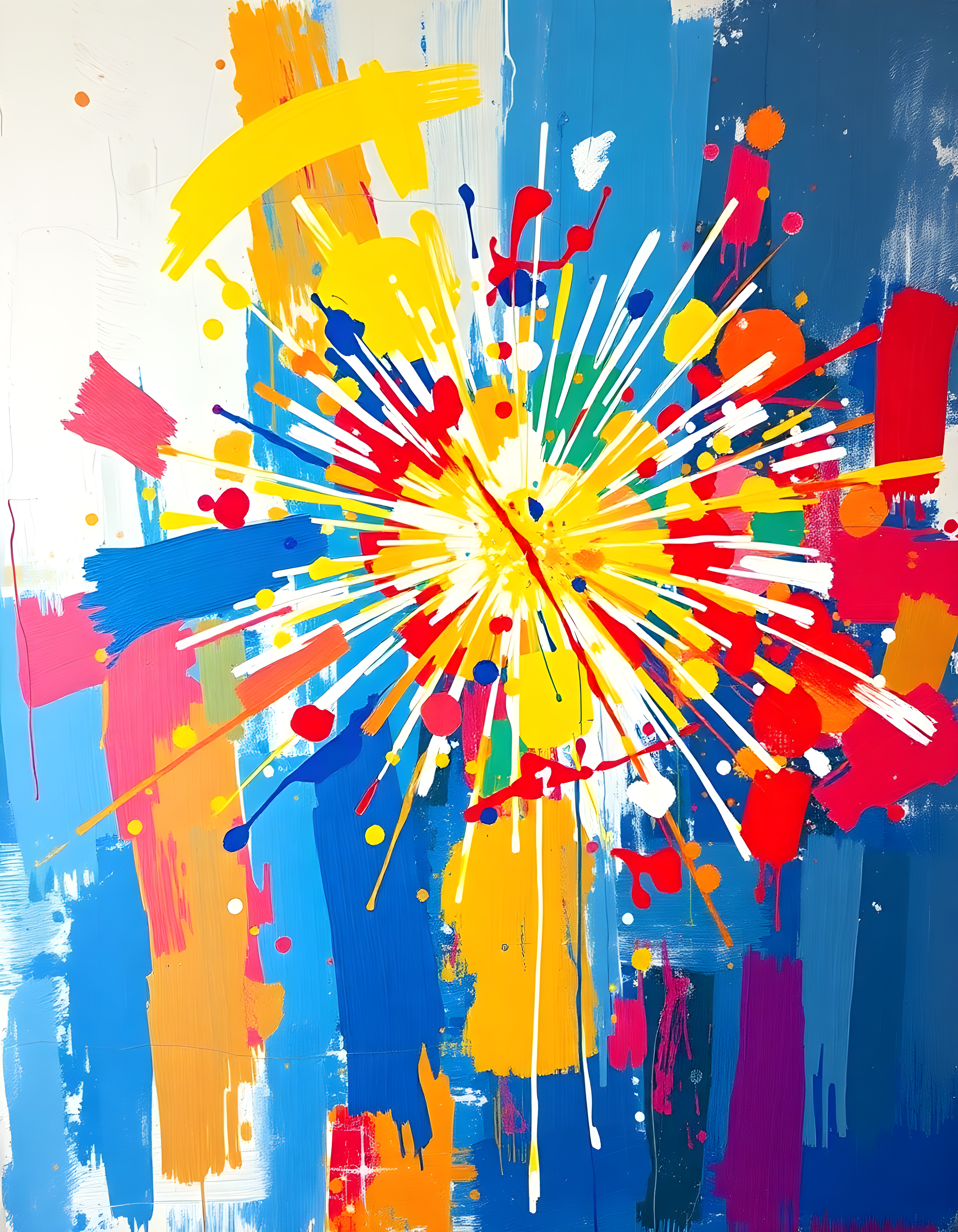 Vibrant Burst Abstract Explosion Colorful Wall Art