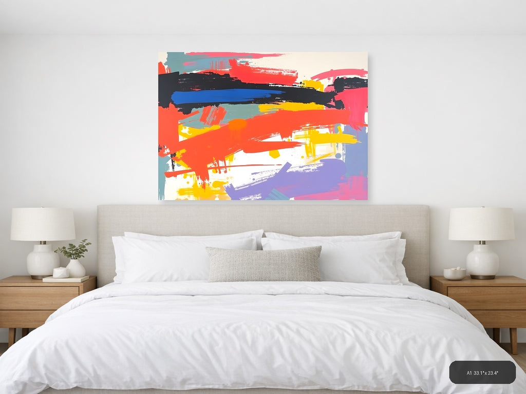 Colorful Abstract Brushstrokes Landscape Wall Art — A1 / Bedroom