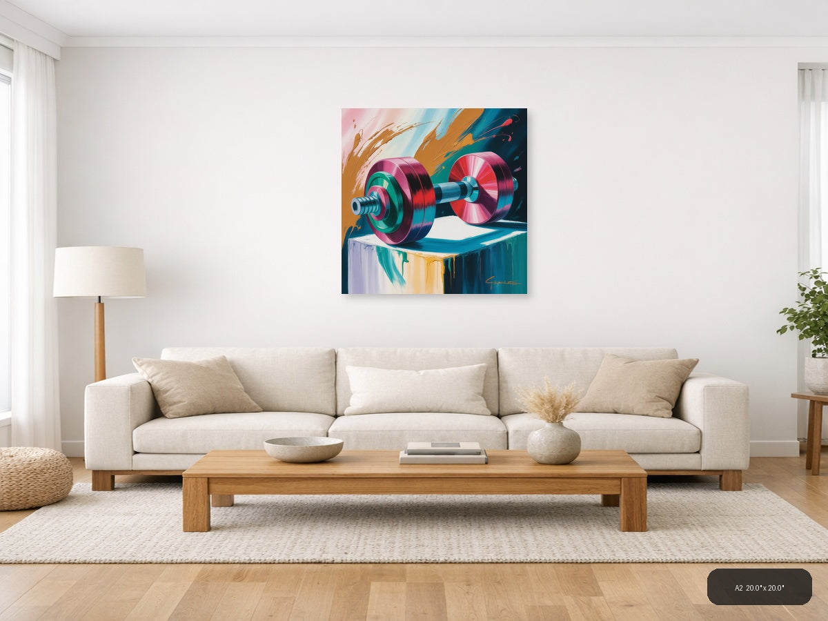 Dumbbell — Abstract (Square) Canvas Print | Abstract Wall Art | A4 A3 A2 A1 — A2 / Living Room