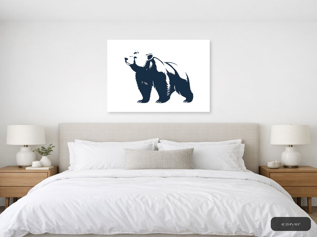 Minimalist Bear Silhouette Landscape Wall Art — A2 / Bedroom