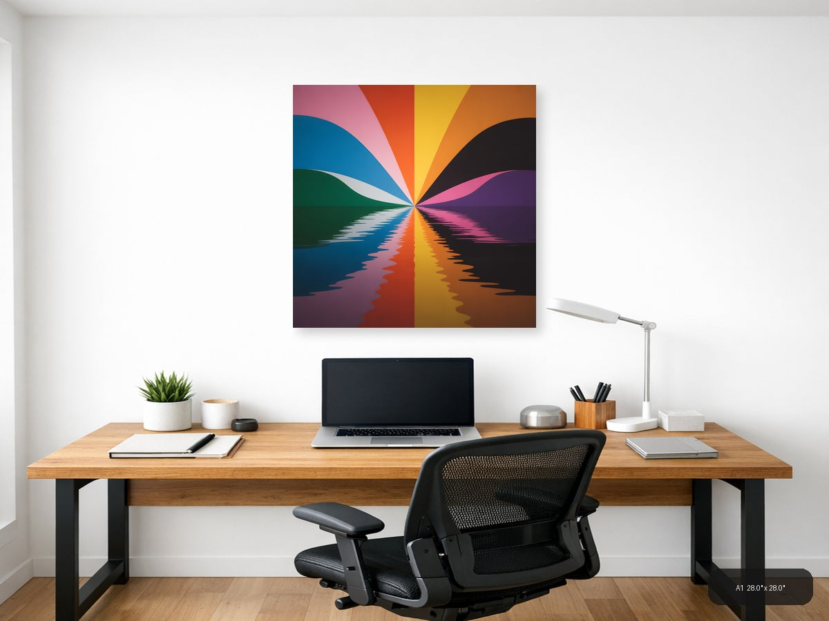 Colorful Radiant Sunset Reflection Photography Wall Art — A1 / Office