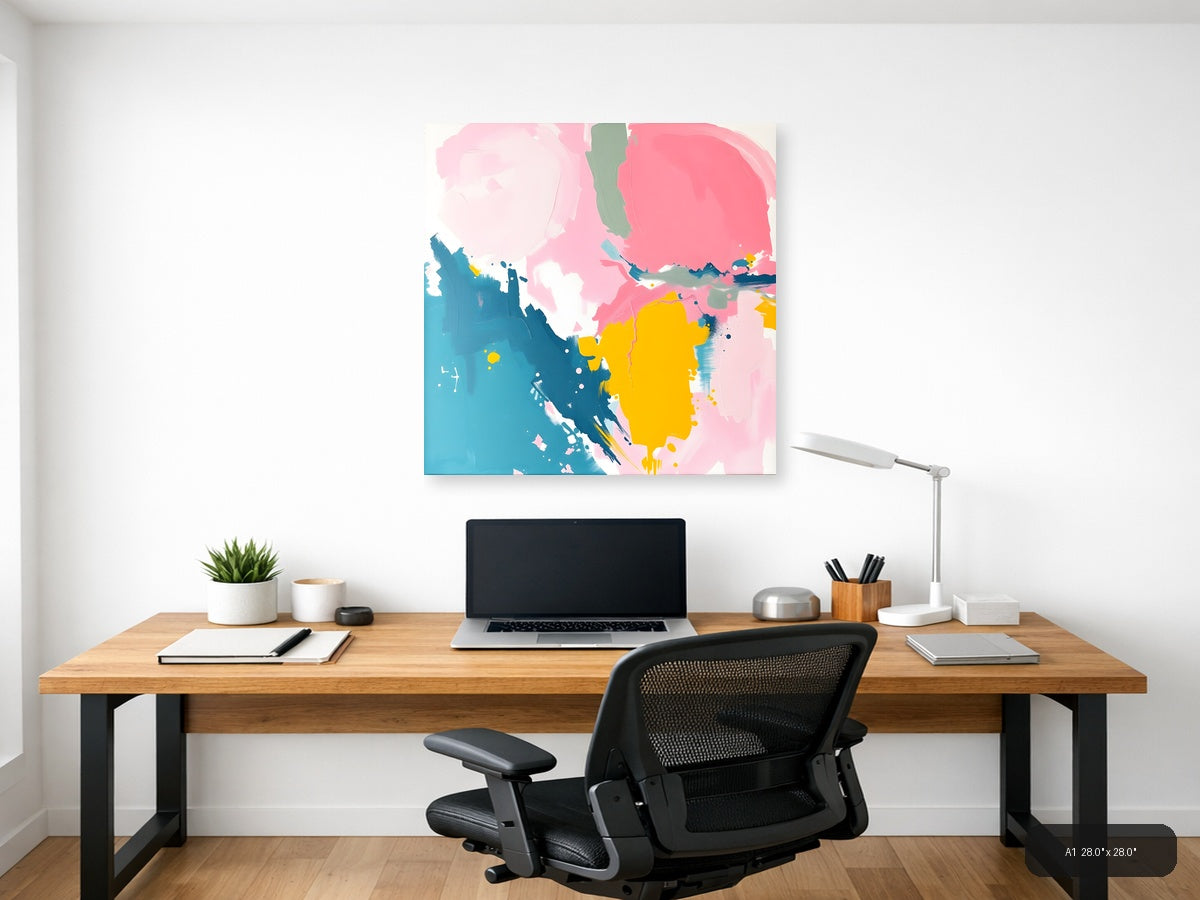 Abstract Profile in Pink, Blue & Yellow Wall Art — A1 / Office