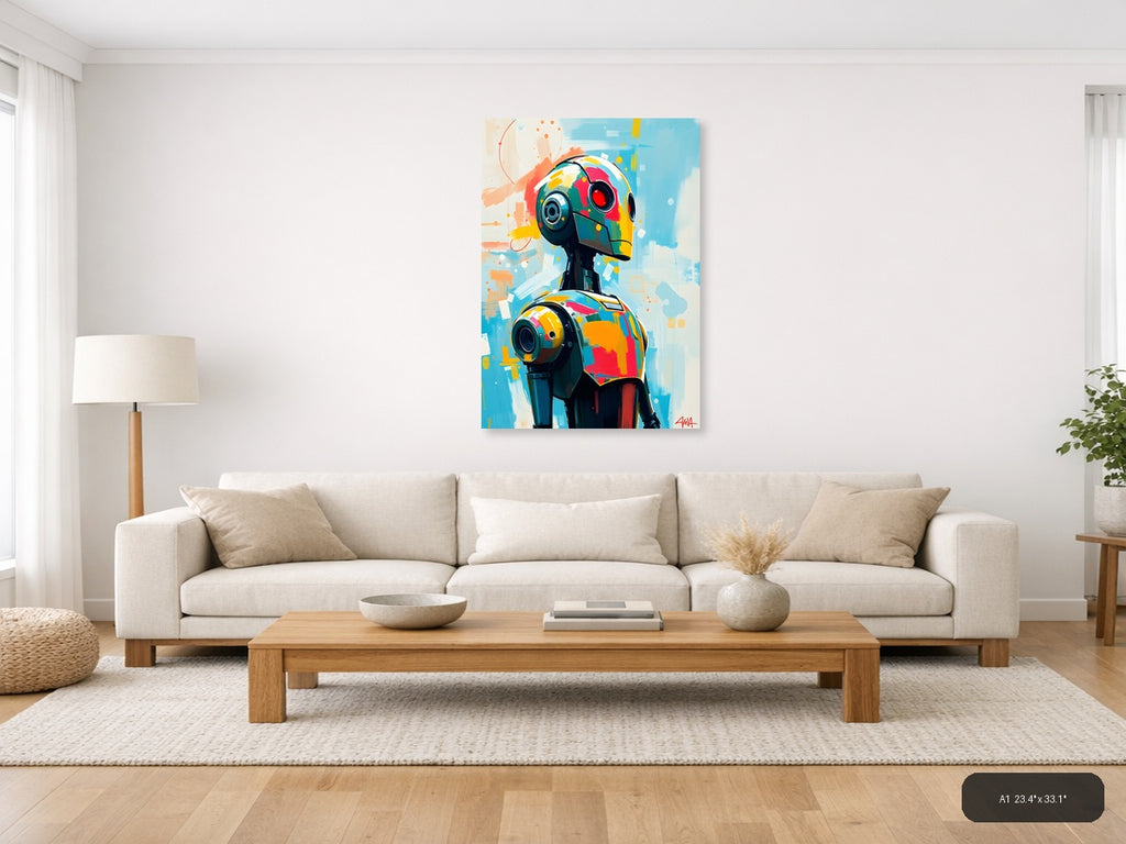 Colorful Robot Head Abstract Portrait Wall Art — A1 / Living Room