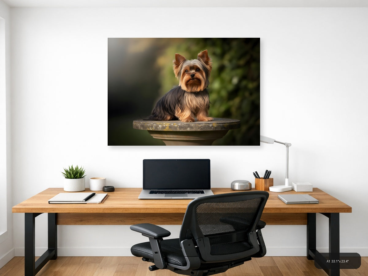 Shih Tzu Puppy on Stone Pedestal Photography Wall Art — A1 / Office