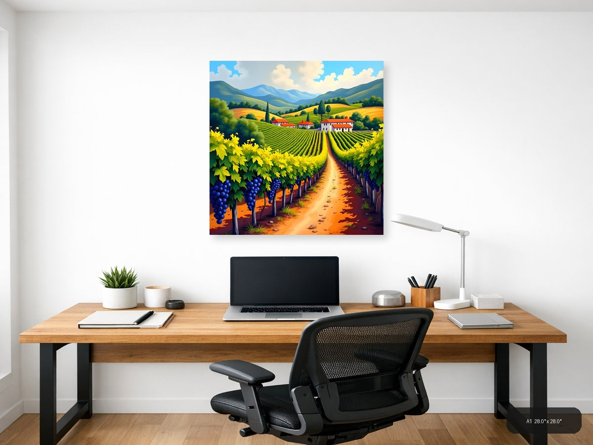 Tuscan Vineyard Landscape Abstract Wall Art — A1 / Office