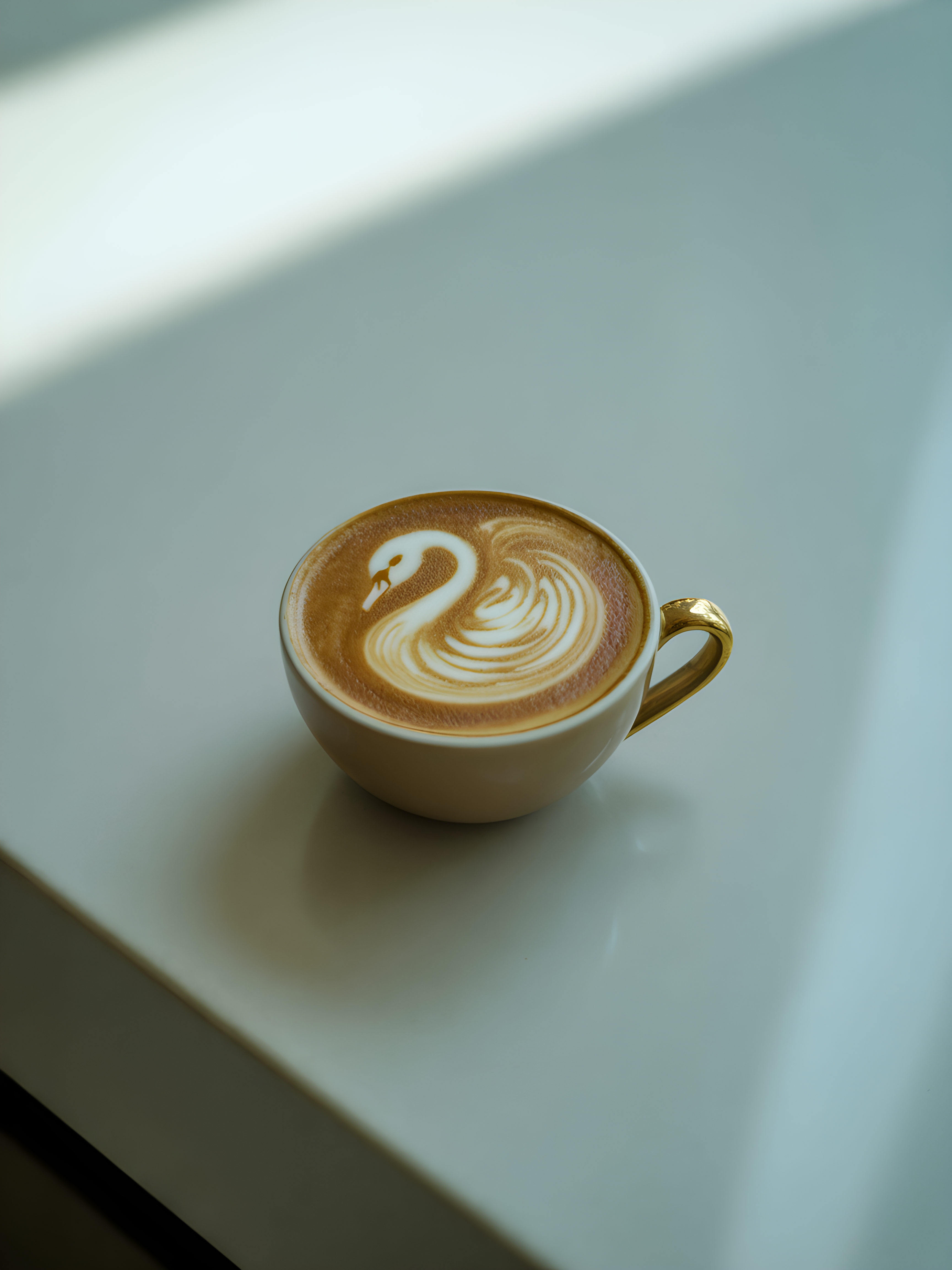 Minimalist Latte Art Swan Coffee Cup Wall Art