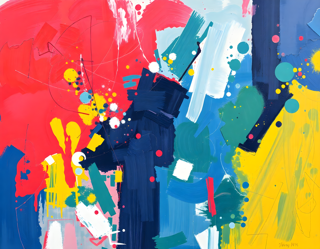 Vibrant Abstract Expressionist Splatter Canvas Wall Art