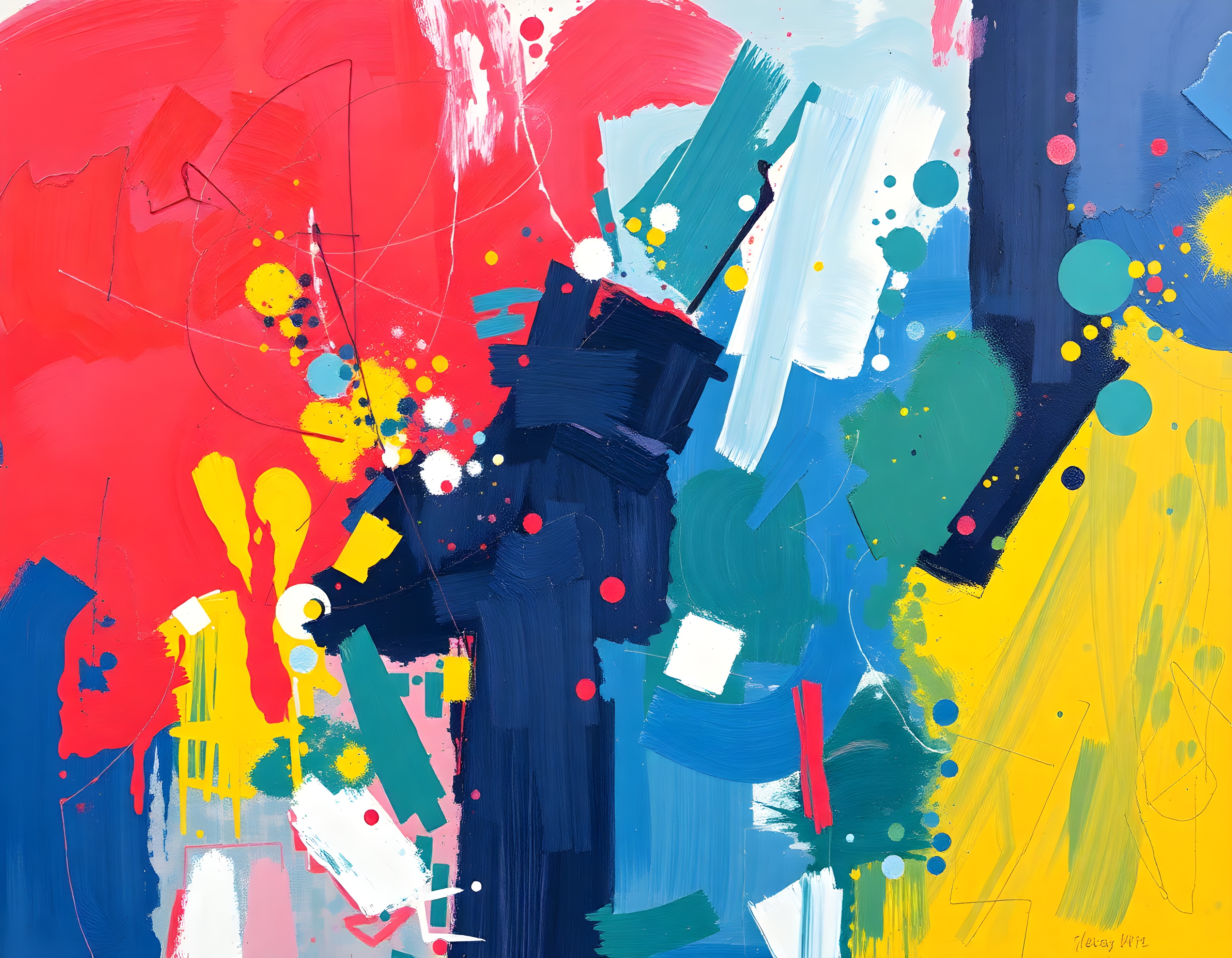 Vibrant Abstract Expressionist Splatter Canvas Wall Art