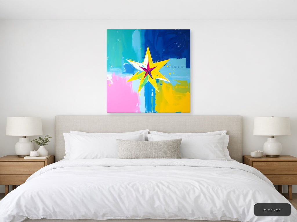 Colorful Abstract Star Burst Modern Wall Art — A1 / Bedroom