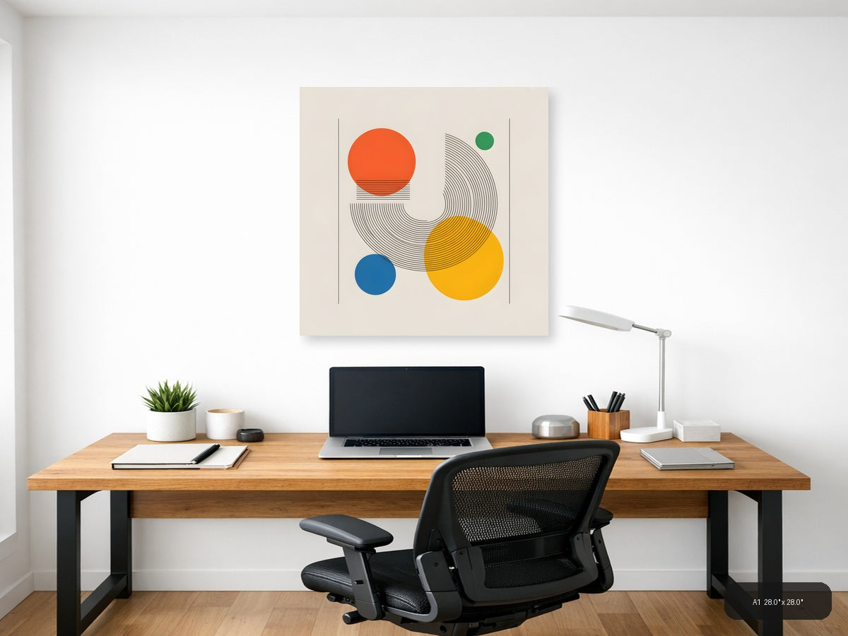 Geometric Circles Line Art Wall Art — A1 / Office