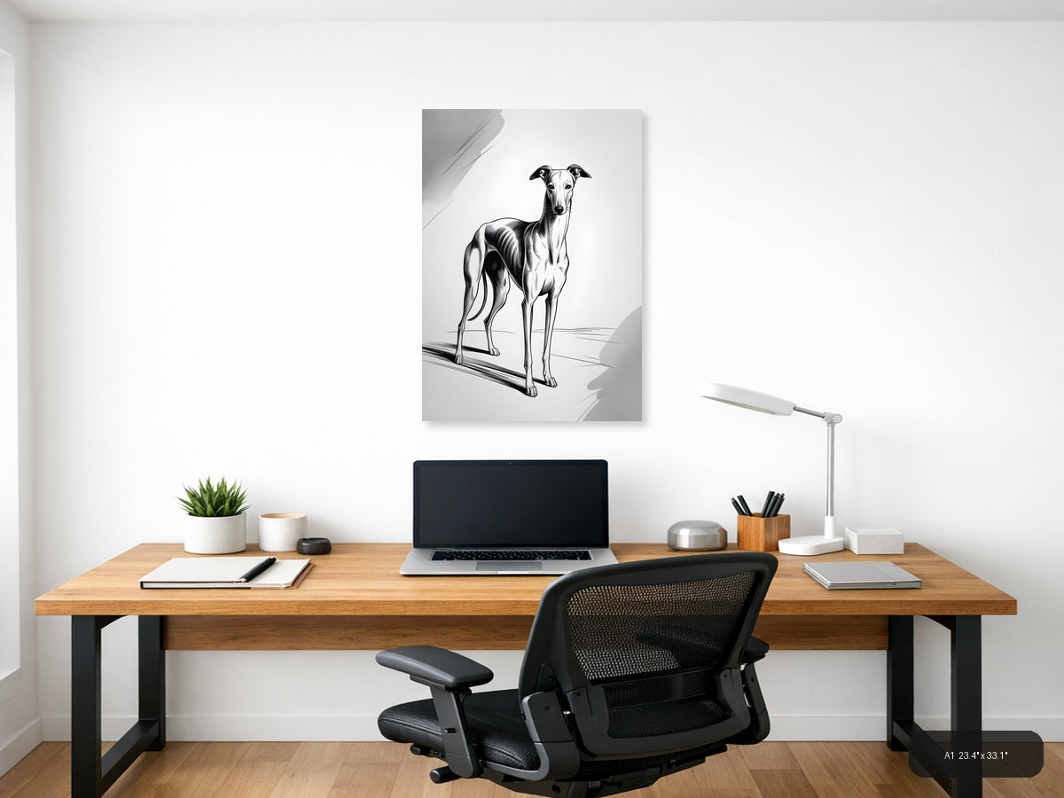 Greyhound Dog Line Art Portrait Wall Art — A1 / Office