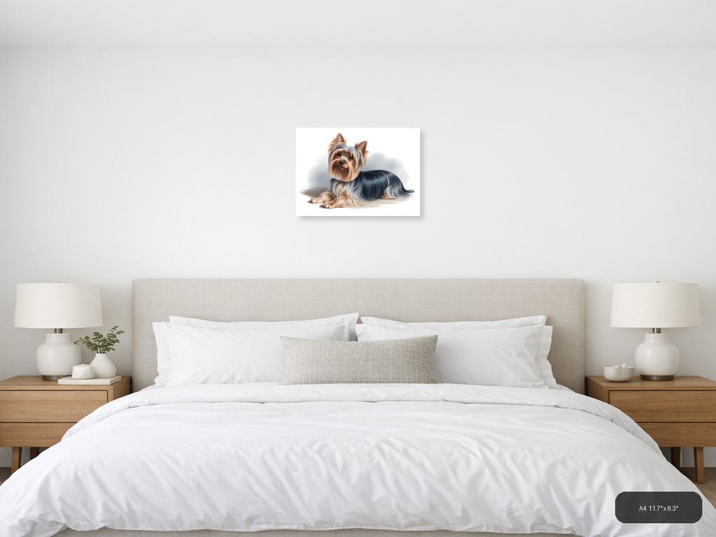 Shih Tzu Puppy Portrait Minimalist Wall Art — A4 / Bedroom