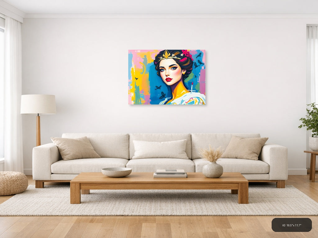 Colorful Pop Art Woman Portrait Abstract Wall Art — A3 / Living Room